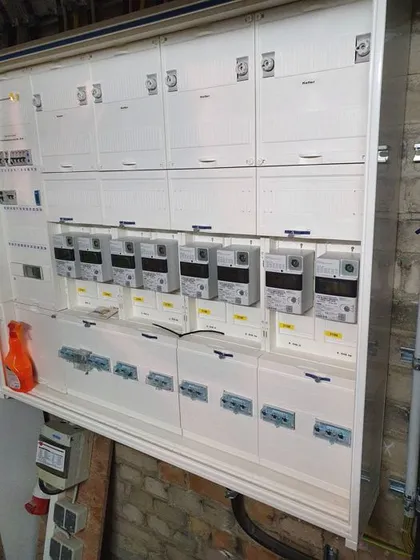 Beispiel: Zählerschrank gut ausgeleuchtet und vollständig im Bild